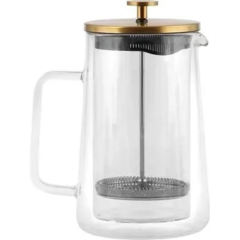 Konvice na čaj Vialli Design Konvice French Press, dvoustěnná 1000 ml, zlatá_DIVA 9286