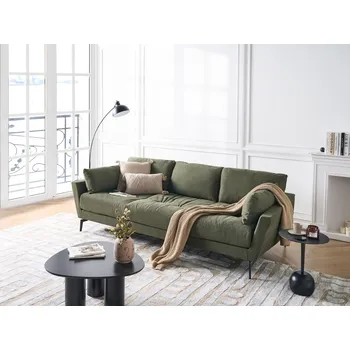 Pohovka Pohovka zelená látka polyesterové čalounění kovové nohy 4 sedadla hustě polstrovaný nábytek v minimalistickém stylu obývací pokoj Beliani