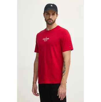 Tričko Tommy Hilfiger červená barva, s potiskem, MW0MW38980 33X, vel. M