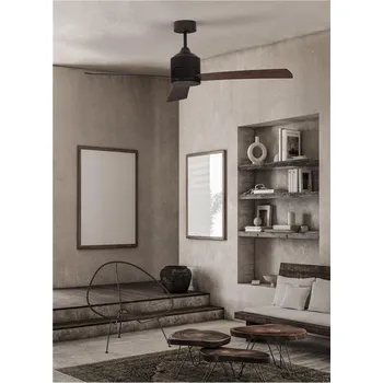 Dekorativní svítidlo NOVALUCE Stropní ventilátor AXEL černý hliník a listy ořech - NOVA LUCE NV 9952350