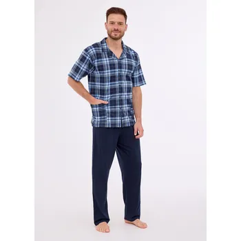 Pánské pyžamo Cornette pyžamo pánské 318/52 - modrá, XL (Bavlněné pánské pyžamo Cornette krátký rukáv)
