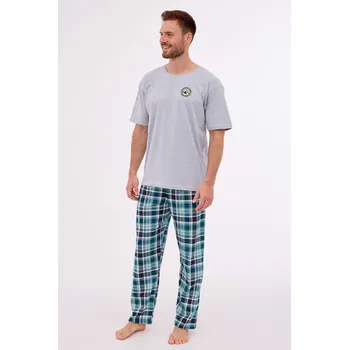 Pánské pyžamo Cornette pyžamo pánské 134/268 Explore 2 - šedá, 4XL (Pánské bavlněné pyžamo s krátkým rukávem Cornette)