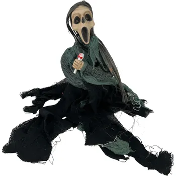 Závěsná dekorace smrtka se zvukem (40 cm) Barva: Zelená