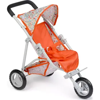 Kočárek pro panenku Oranžový skládací kočárek - tříkolka - od firmy Berenguer ze Španělska (Pro děti od 3 let)