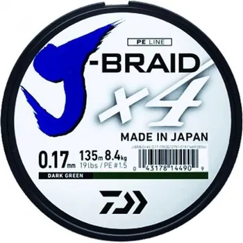 Pletená Šňůra Daiwa J-Braid 4 Žlutá 135m 0,13mm/5,9kg
