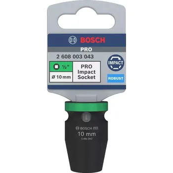 Gola hlavice Nástrčná hlavice Bosch PRO IMPACT SOCKET - 10mm, 1/2", čtyřhranné upínání, Cr-Mo ocel (2608003043)