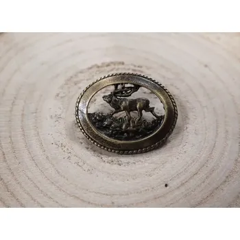 Odznak - jelen ovál zlatý (Myslivecká ozdoba)