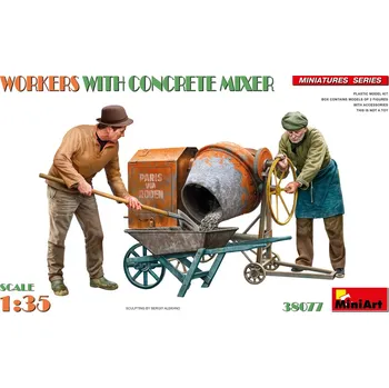 Plastikový model 1:35 Workers w/ Concrete Mixer