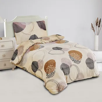 Povlečení Jahu Mikroplyšové povlečení 140x200 - Kruhy hnědé