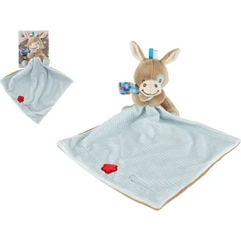 plyšák Teddies Osel usínáček plyš 25x25cm modrý na kartě v sáčku 0+