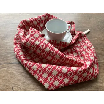 Utěrka HEDVA ČESKÝ BROKÁT Utěrka 100% ba tisk 47x67 PLÁTNO TP SRDÍČKA červená