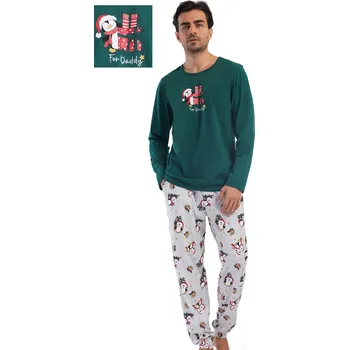 Pánské pyžamo Zelené i šedé Vánoční pyžamo pro muže, pro tatínka 1P1843 zelená s
