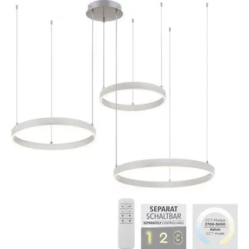 JUSTLIGHT LILLUTI LED závěsné svítidlo 3 ramenné stříbrná přímé/nepřímé osvětlení stmívatelné dálkový ovladač 3000K - LEUCHTEN DIREKT / JUST LIGHT LD 15156-55