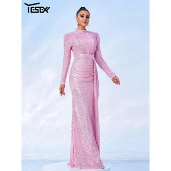 Dámské šaty Plesové šaty maxi LC10298 Barva: Růžová, Velikost: XS