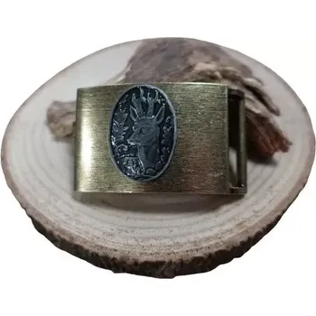 Přezka ke koženému opasku - Hlava srnce kombinovaná II (Přezka na opasek)