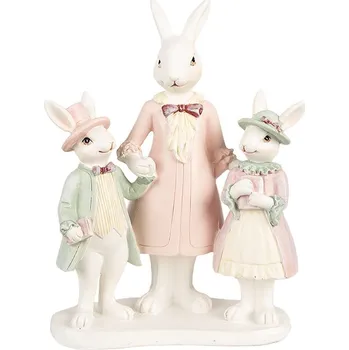 Velikonoční dekorace Dekorace růžová králičí mamka s králíčky - 16*8*21 cm