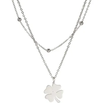 Náhrdelník B-TOP Dámský dvojitý nerezový náhrdelník Čtyřlístek