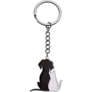 B-TOP Nerezový přívěsek na klíče Pes a kočka
