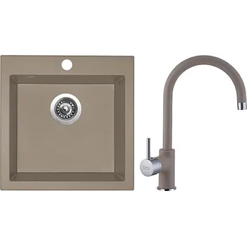 Granitový dřez Sinks Kuchyňský dřez set VIVA 455 Truffle+ baterie VITALIA GR