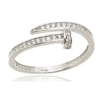 Prsten Dámský prsten z bílého zlata hřebík se zirkony PR0763F + DÁREK ZDARMA