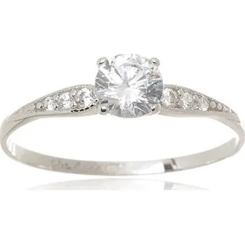 Prsten Dámský prsten z bílého zlata se zirkony PR0621F + DÁREK ZDARMA