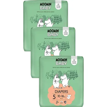 jednorázová plena Moomin Baby 5 Maxi 10–16 kg měsíční balení eko plen 120 ks