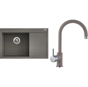 Granitový dřez Sinks Kuchyňský dřez set RIM 780 L Truffle + baterie VITALIA GR