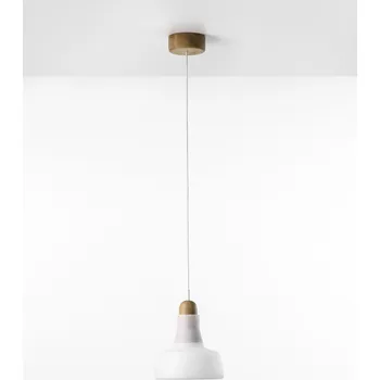 BROKIS Shadows, závěsné svítidlo, ručně foukané sklo, triplex opál / přírodní dub / bílý kabel, 5W LED, prům. 18,9cm - BROKIS A BRO PC00896_004