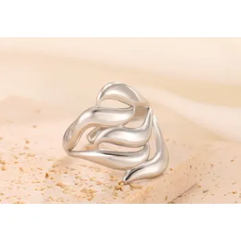 Prsten B-TOP Nerezový prsten Vlna Druh barvy: Stříbrná