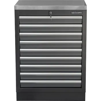 Dílenský stůl Dílenská skříňka s nerezovou pracovní deskou | 9 šuplíků | 680x465x950 mm Matabro SET-CA01065