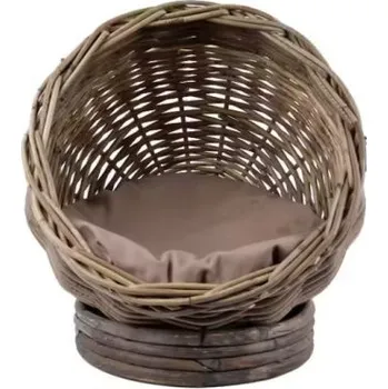 Pelíšek pro psa Ratanový pelíšek pro kočku s polštářem, 45 x 45 cm, hnědý