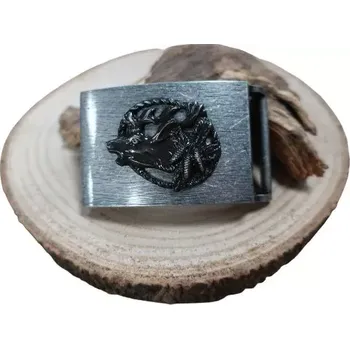 Opasek Přezka ke koženému opasku - Troubící jelen stříbrný (Přezka na opasek)