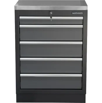 Dílenský stůl Dílenská skříňka s nerezovou pracovní deskou | 5 šuplíků | 680x465x950 mm Matabro SET-CA01061