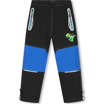 Dětská móda KUGO ZATEPLENÉ ŠUSŤÁKOVÉ KALHOTY DINOSAUR Barva: Černomodré, Velikost: 104