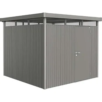 Zahradní stavba Domek na nářadí Biohort HIGHLINE H4, šedý křemen, jednokřídlé dveře BH88050