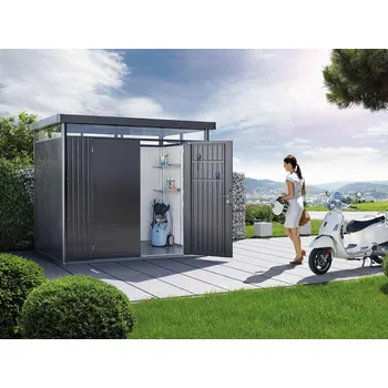 Zahradní stavba Domek na nářadí Biohort HIGHLINE H2, tmavě šedý, dvoukřídlé dveře BH84039