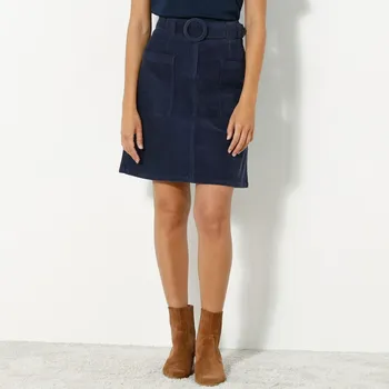 Dámská sukně Manšestrová rozšířená sukně s páskem indigo 38