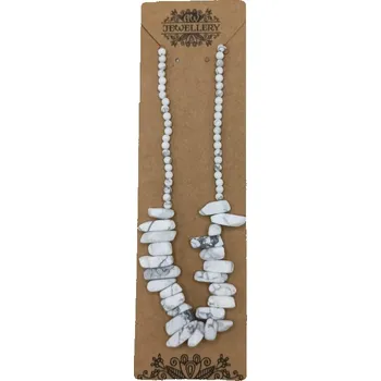 Drahý kámen Ancient Wisdom Náhrdelník s dlouhými drahými kameny Bílý Jaspis