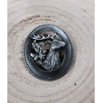Odznak - hlava jelena stříbrná (Myslivecká ozdoba)