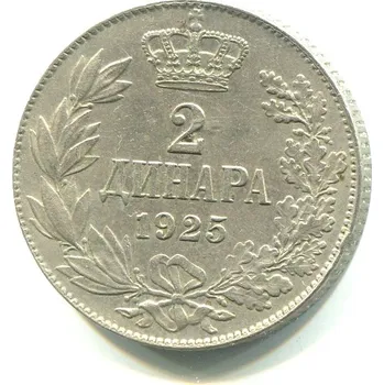 Sběratelství JUGOSLÁVIE. 2 dinara 1925, b.zn. KM-6
