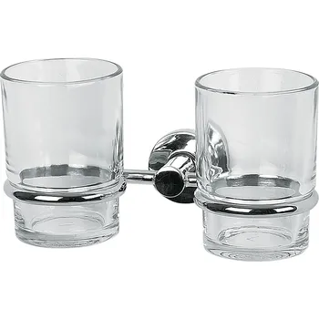 Držák na kartáček Spirella nástěnný držák na dvě skleničky ATLANTIC, chromovaná ocel