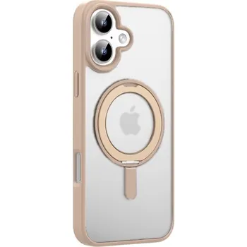 Pouzdro na mobilní telefon MUTURAL matný kryt s výklopným stojánkem a MagSafe pro iPhone 16 - béžový