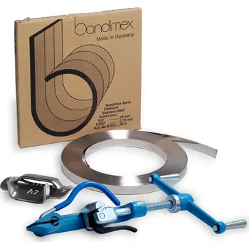 Obalový materiál Sada pro upínání BANDIMEX PRO Sada: BANDIMEX 10 PRO - Bandimex páska B203 9.5x0.64 mm 30m, Bandimex spony S253 9.5 mm 100ks, Upínák US 50