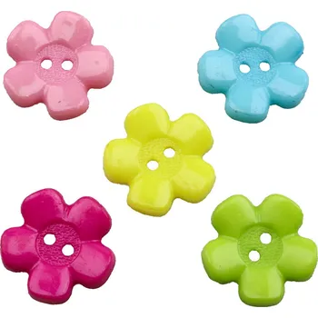 Knoflík Pro Háčkování Knoflíky kytička, 20 mm, balení 5 ks, mix barev