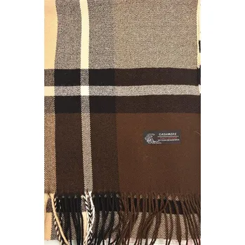 Šála Bavlissimo Pánská šála 185 x 30 cm károvaná hnědá a černá