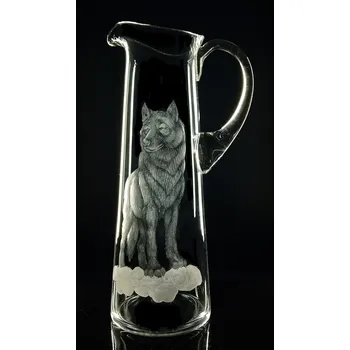 Džbán 1,5l s rytinou vlka - ručně ryté (broušené) dárek pro milovníky přírody