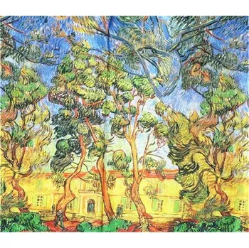 Šála Bavlissimo Saténový šátek 180 x 70 cm s obrazem SAINT-PAUL HOSPITAL AT SAINT-RÉMY od van Gogha