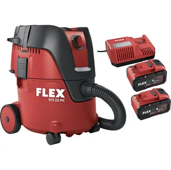 Vysavač FLEX VCE 22 L MC 2x18.0 Akumulátorový bezpečnostní vysavač 18 V, 20 l, třída L +&nbsp;FLEX P-Set 18-88 R, sada dvou akumulátorů 8,0 Ah, 18 V (Verze: s rychlonabíječkou a 2x baterií 8.0 Ah)