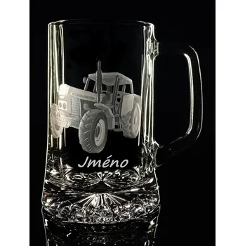 Sklenice půllitr s traktorem Zetor crystal - ručně ryté (broušené) dárek pro traktoristu s vaším jménem
