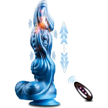Vibrátor SuperLove Monster Fantasy Ultimate Thrusting Heating Vibrator with Remote Blue